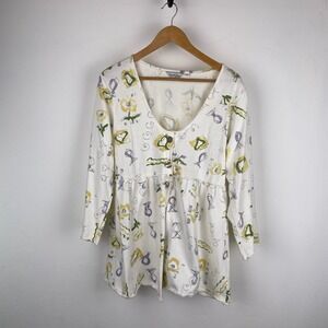 Vtg Liz and Jane Tunic Top 100% Cotton Long Sleeve Jersey Knit SZ Small